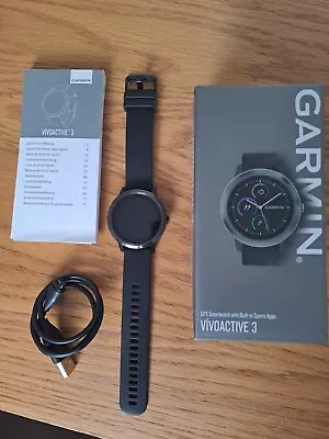 Garmin Vivoactive 3 GPS Heart Rate Monitor Sport Smart Watch - Black • £43