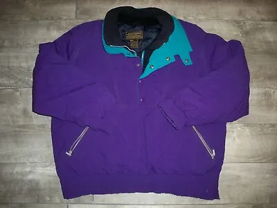 Eddie Bauer Goose Down Mens Puffer Puffy Pullover Jacket Coat Large 90s Vintage • $97.72