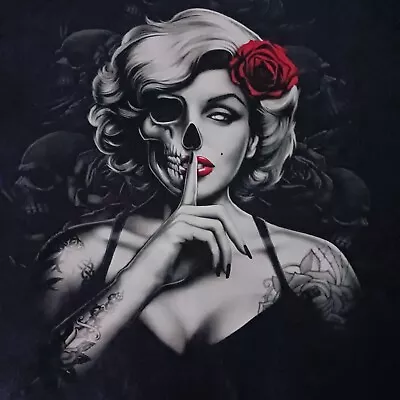 Marilyn Monroe W/Rose Dark Skull Skeleton Tattoo T-Shirt Men's Size XXL • $19.95