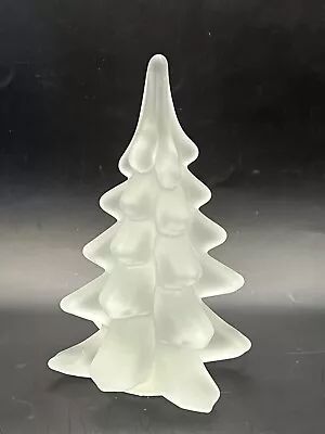 Vintage Glass Christmas Tree Handmade Satin Clear Crystal 6” Made  In Taiwan • $14.99