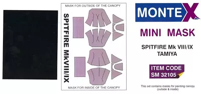 Montex 1/32 SUPERMARINE SPITFIRE Mk.VIII & Mk.IX CANOPY PAINT MASK Tamiya • $7.50