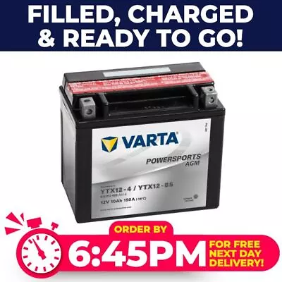 Varta YTX12-BS YTX12BS Motorcycle Battery HJIX12FPS GTX12BS CTX12BS • £54.33