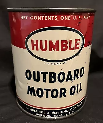 Vintage Humble Oil & Refining Co. Outboard Motor Oil 1 Pint Full Houston TX • $32