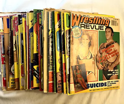 VTG Wrestling Revue MAGAZINE LOT OF 20 Magazines 1970s RARE SPORTS REVIEW • $4.99