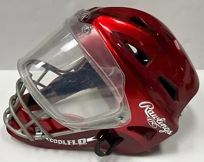 Vintage New Rawlings Coolflo Baseball Catchers Helmet Senior Large Mask Red • $99.99