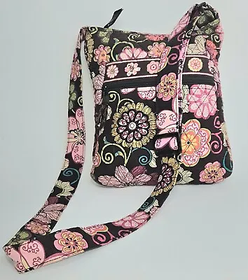Vera Bradley Small Crossbody Bag Mod Floral Brown Pink Plum White  • $12.99