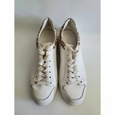 $30 • Buy Zara Oversize Sole Leather Platform Sneakers With White Leopard Print Women's...