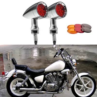 Motorcycle Chrome LED Turn Signal Brake Lights For Yamaha Virago 250 535 750 700 • $21.30