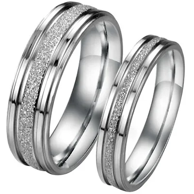 Men Women's High Polish Stainless Steel Matching Wedding Band Couple Ring 7-15 • $7.99