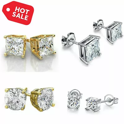 Earrings Stud Silver Women Sterling 925 Round Fashion Ear Cubic Zirconia Set • $7.99