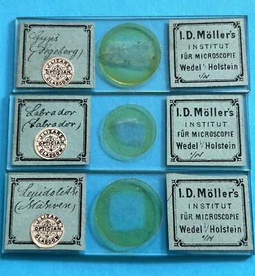 Trio Of Antique Microscope Slides. Geological Sections. By I.D.Mollers. • $12.43