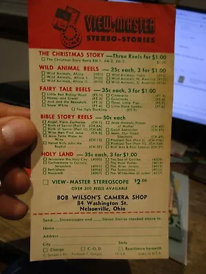 Bob Wilson's Camera Shop Nelsonville Ohio View Master Stereo Stories View Cards • $7.95