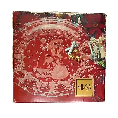 Mikasa Santa Choir Round Hostess Platter 15  Platter Glass Embossed • $16.15