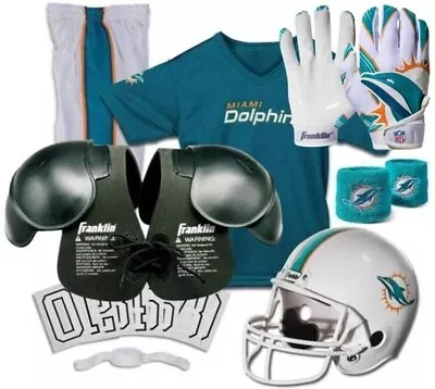 Miami Dolphins Kids NFL 10pc Deluxe Football Uniform Ages 7-9 • $173.95
