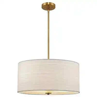 Kira Home Pearl 18  Modern 3-Light Large Drum Pendant Chandelier White Textured • $53.20