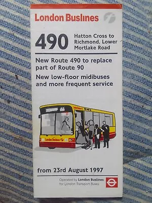 London Bus Timetable Leaflet Route 490 • £2