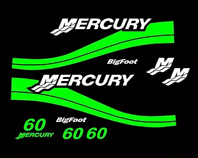 MERCURY 60HP Bigfoot Outboard REMIX Decal Kit Pontoon Fishing Cowling M60 Green • $36.99