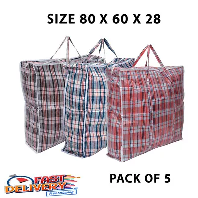 10x JUMBO LAUNDRY BAGS Zipped Reusable Large Strong Shopping Storage Bag Moving • £12.99