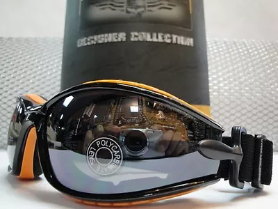 PADDED Biker MOTORCYCLE RIDING GLASSES GOGGLES With Strap Black & Orange Frame • $29.99