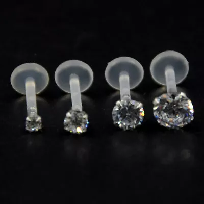 £4.99 • Buy Bioflex LABRET Stud CLEAR CRYSTAL Helix Cartilage Conch Earring Tragus Lip Bar