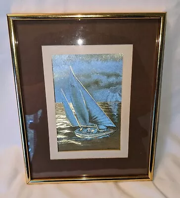 Manifestations Optical Illusionary Sailboat Art Metallic Print Framed 8x10” • $16