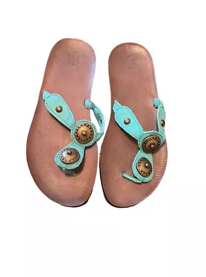 Mossimo Supply Co. Shoes Owl Thong Sandals Flip Flops Size 8 Blue Uppers • $10.99