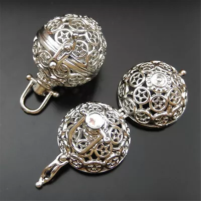 2 Silver Mexican Bola Ball Locket Charm Star Harmony Chime Pendant Craft 25*29mm • $4.84