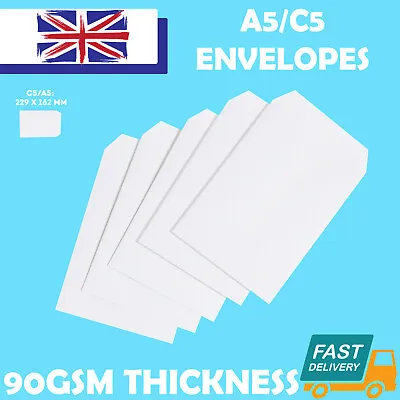 £0.99 • Buy Quality C5/a5 Plain 90gsm White Envelopes Self Seal Strong Paper 229mm X 162mm