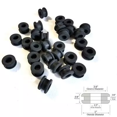 Pack Of 25 Rubber Grommets 1/2  Inside Diameter - 3/8  Groove Width - Fits 3/4   • $20