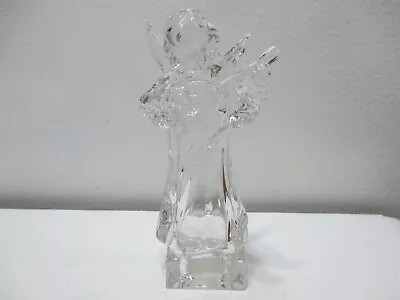 Mikasa Crystal Glass Herald Angel Figurine Playing Mandolin 8 1/4  T LABEL • $26.03