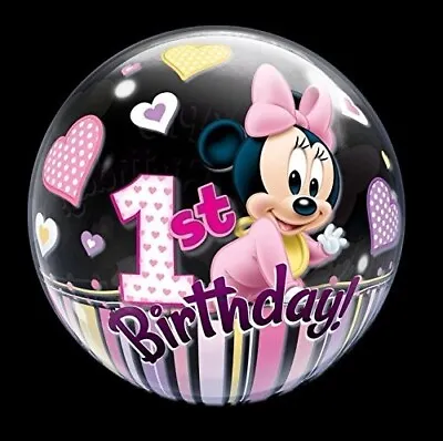 22  Qualatex Minnie Mouse 1st Birthday Bubble Balloon Party Decorating Supplies • $8.99