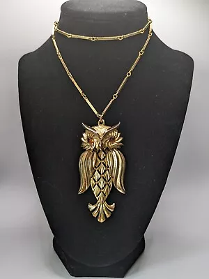 Vintage Tancer Articulating Owl Pendant Necklace Signed • $18.95