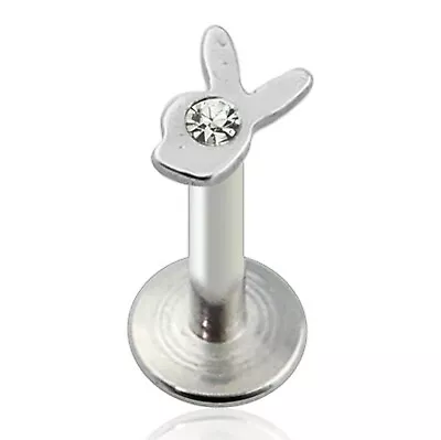 Lip/Monroe Stud Playboy Bunny W/Clear Gem 4mm Top 16 Gauge 5/16  Steel Body * • $8.49