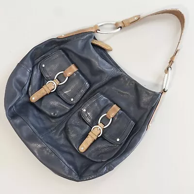 $10.49 • Buy Vintage Sigrid Olsen Handbag Women Hobo Shoulder Bag Black Tan Pebble Leather