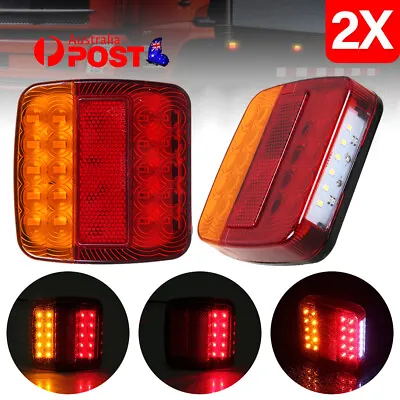 $13 • Buy Pair 12V LED Trailer Lights Light Square Tail Stop Indicator Boat Truck Lamp Kit
