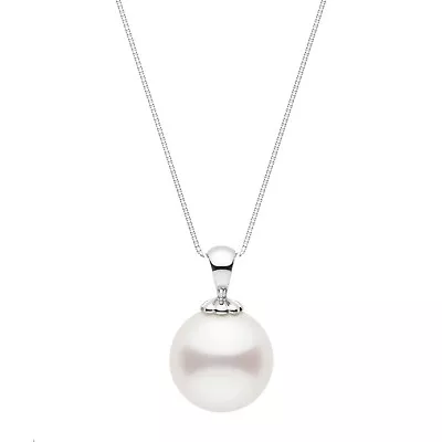 Pearl Necklace Cultured Pendant White Gold Plated 925 Sterling Silver 18  Chain • $39.78