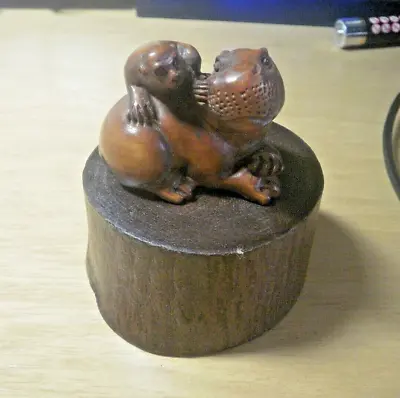 Stained & Waxed Little Wooden Display Stand / Plinth For Netsuke / Ornaments • £7.49