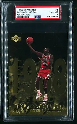 1998 Upper Deck Gatorade Basketball #4 MICHAEL JORDAN Chicago Bulls PSA 8 NM-MT • $49.99