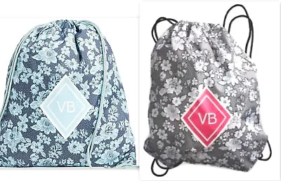 Vera Bradley ReActive Drawstring Backsack Rain Garden Gray Or Navy Mint NWT • $16.99