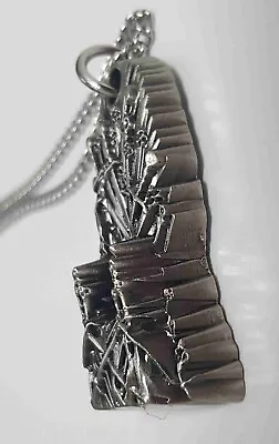 3D GAME OF THRONES Iron Throne Necklace Silver TV Series House Of Dragons Old US • £9.99