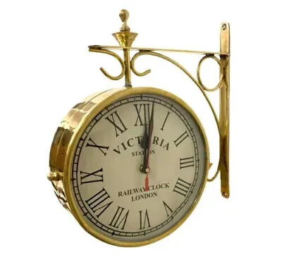 8'' Victoria Station Brass Double Sided Wall Clock Functional Clock Wall Decor • £132.50