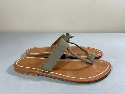 K. Jacques St Tropez Women's Olive Green Leather Flat Toe Loop Sandals 40 Usa 9 • $31.88