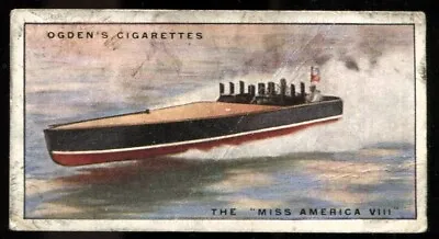 Tobacco Card Ogdens YACHTS & MOTOR BOATS 1930 The Miss America VIII #25 • £2