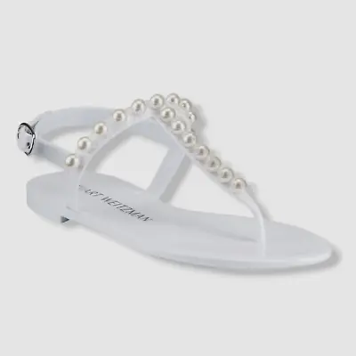 $150 Stuart Weitzman Women's White Goldie Pearly Jelly Sandals Shoe 36.5 EU/6 US • £46.63