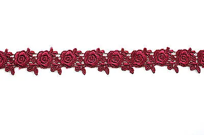 1  Wide 19 Shades Of Colored Rayon Rose Floral Flower Venice Lace Trim By Yard • $10.99