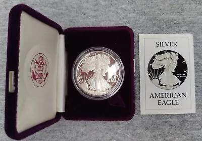 $27 • Buy 1986-S American Eagle ONE DOLLAR $1 1 OZ-T .999 Fine Silver Proof Coin OGP + COA