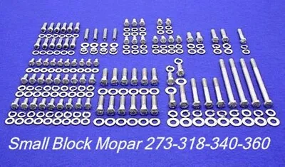Mopar Engine Bolts Kit Small Block 273 318 340 360 Polished Stainless Steel Set • $98.34