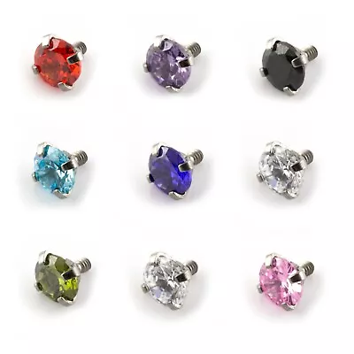 £1.99 • Buy Prong Set Gem Dermal Anchor Top Micro Dermal Head For Internal Threaded Bars