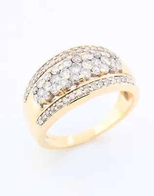 Solid 10ct Yellow Gold Ladies Cluster Diamond Ring - 1.0ct TDW - 3.9 Grams • $449