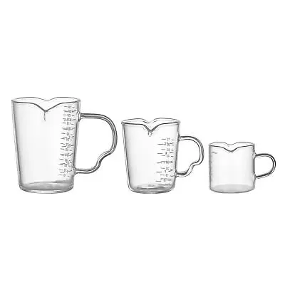 Coffee Glass Measuring Milk Cup Jigger Double Spouts With Handle And Scale Ounce • £8.51